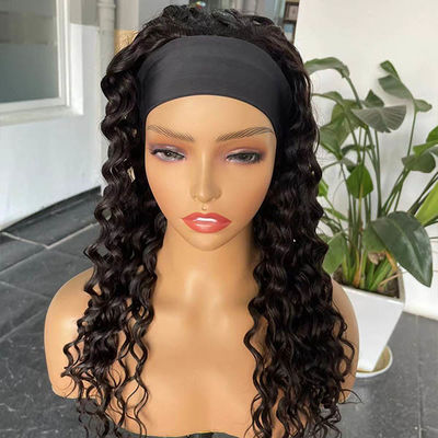 Headband Glueless Kinky Curly Wig Human Hair Water Wave 360 frontal 22inch