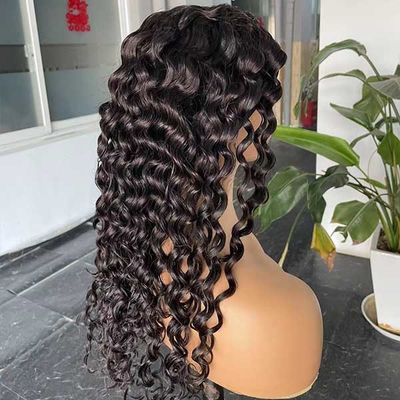 Headband Glueless Kinky Curly Wig Human Hair Water Wave 360 frontal 22inch