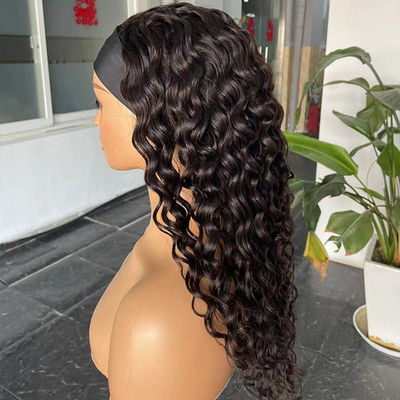Headband Glueless Kinky Curly Wig Human Hair Water Wave 360 frontal 22inch