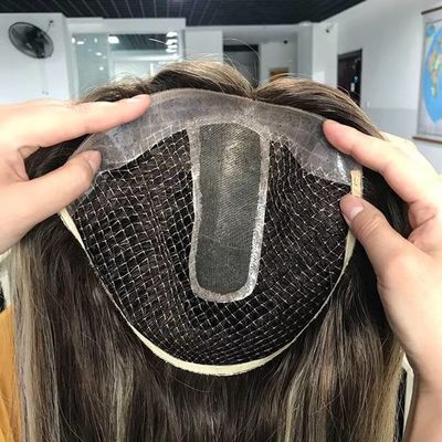 100% Raw Women'S Toupee Human Hair Toppers Fishnet Replacement For Ladies